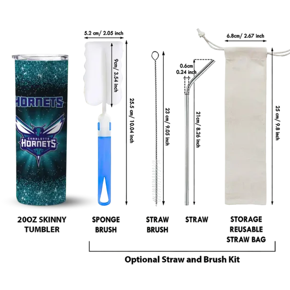 charlotte hornets radiant glitter teal skinny tumbler new arrival.webp