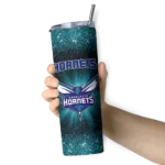 charlotte hornets radiant glitter teal skinny tumbler best selling 1.webp