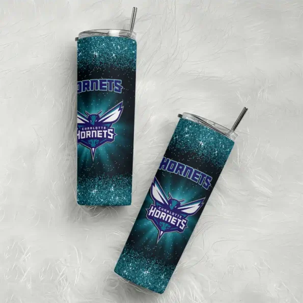 charlotte hornets radiant glitter teal skinny tumbler top rated.webp