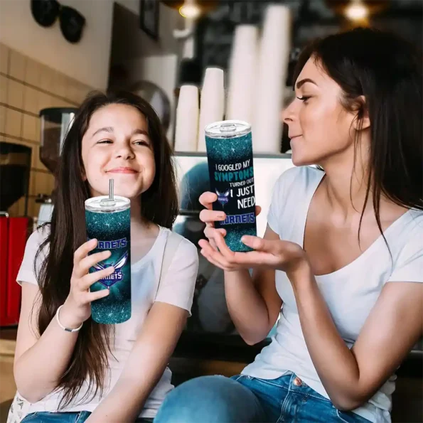 charlotte hornets radiant glitter teal skinny tumbler trendy.webp
