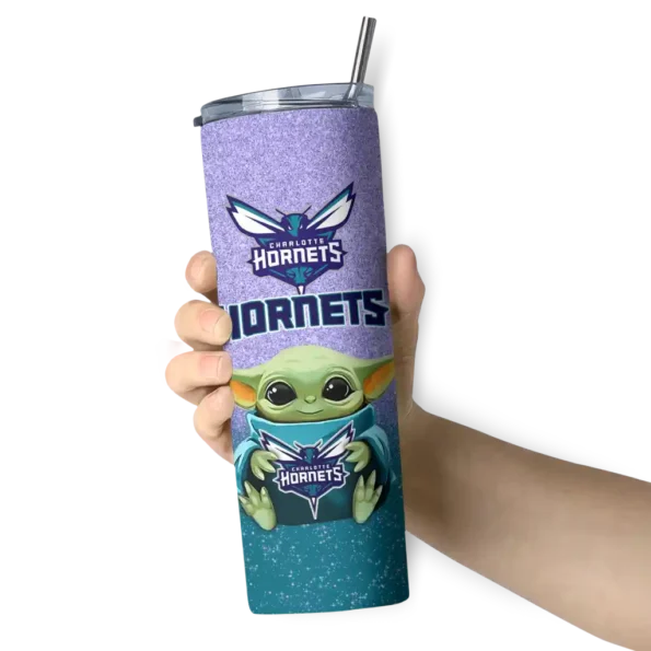 charlotte hornets yoda smile teal skinny tumbler premium grade.webp