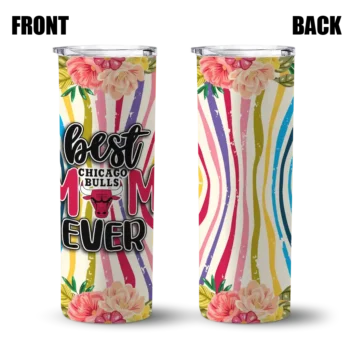 chicago bulls flower cluster skinny tumbler fashion forward.webp