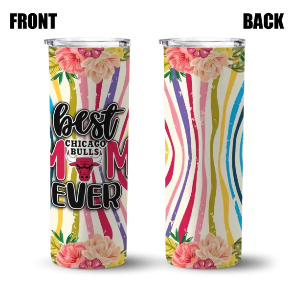 chicago bulls flower cluster skinny tumbler fashion forward.webp