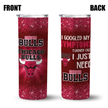 chicago bulls radiant glitter red skinny tumbler fashion forward.webp