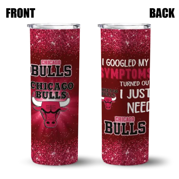 chicago bulls radiant glitter red skinny tumbler fashion forward.webp