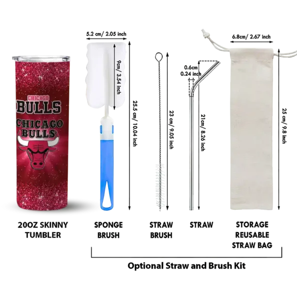 chicago bulls radiant glitter red skinny tumbler new arrival.webp