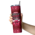 chicago bulls radiant glitter red skinny tumbler best selling 1.webp