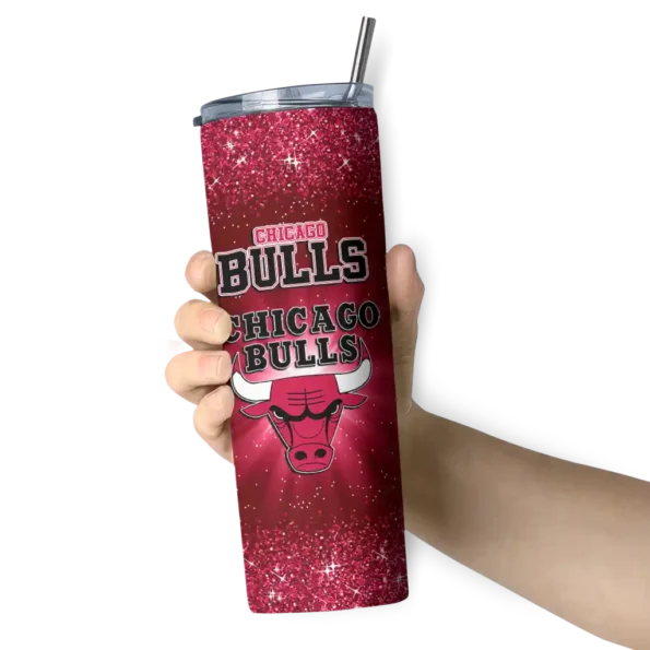 chicago bulls radiant glitter red skinny tumbler premium grade.webp