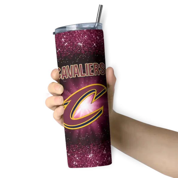 cleveland cavaliers radiant glitter wine skinny tumbler premium grade.webp
