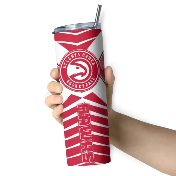 custom atlanta hawks camo texture red skinny tumbler premium grade.webp