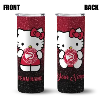 custom atlanta hawks hello kitty red black skinny tumbler fashion forward.webp