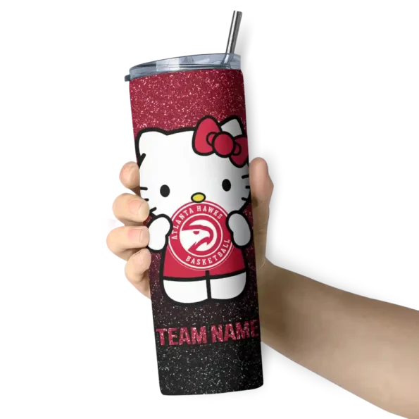 custom atlanta hawks hello kitty red black skinny tumbler premium grade.webp