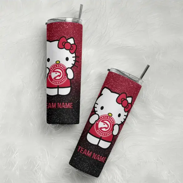custom atlanta hawks hello kitty red black skinny tumbler top rated.webp