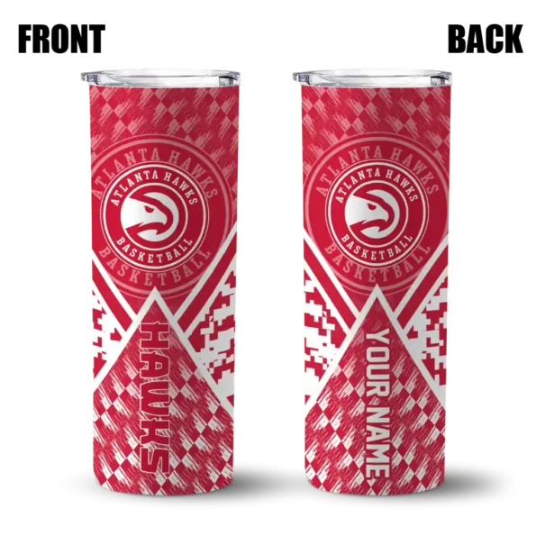 custom atlanta hawks monogram burst red white skinny tumbler fashion forward.webp