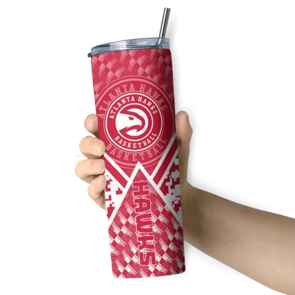 custom atlanta hawks monogram burst red white skinny tumbler premium grade.webp