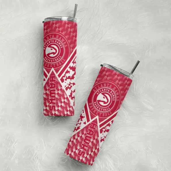 custom atlanta hawks monogram burst red white skinny tumbler top rated.webp