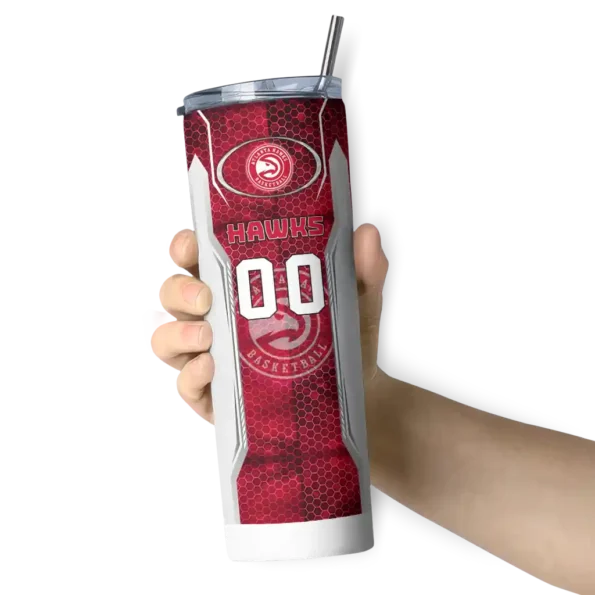 custom atlanta hawks stacked diamond red skinny tumbler premium grade.webp
