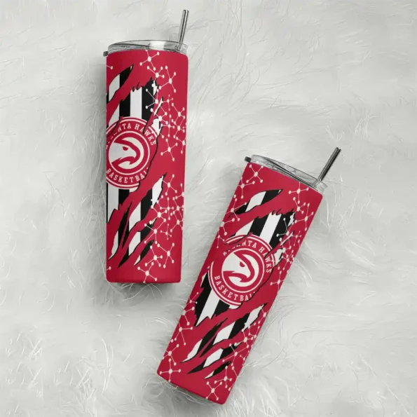 custom atlanta hawks star pop red black skinny tumbler top rated.webp