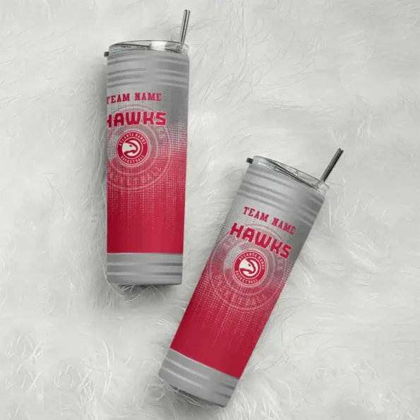 custom atlanta hawks swirl texture red skinny tumbler top rated.webp