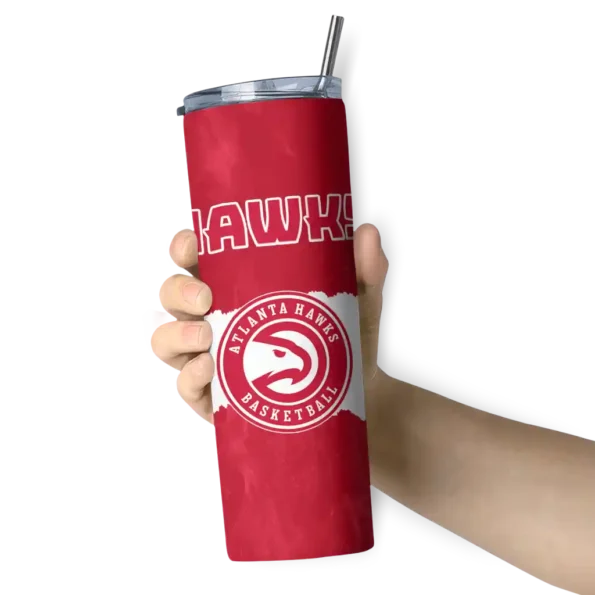 custom atlanta hawks torn band red white skinny tumbler premium grade.webp