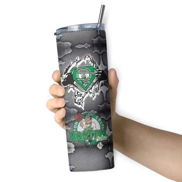 custom boston celtics chevron v green gray skinny tumbler premium grade.webp