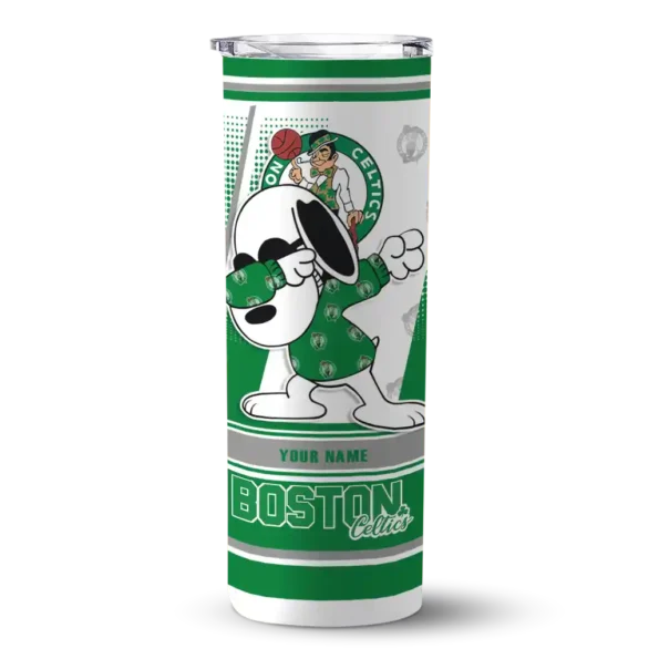 custom boston celtics snoopy dog green white skinny tumbler best selling 1.webp