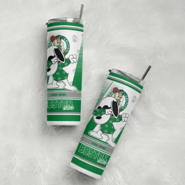 custom boston celtics snoopy dog green white skinny tumbler top rated.webp