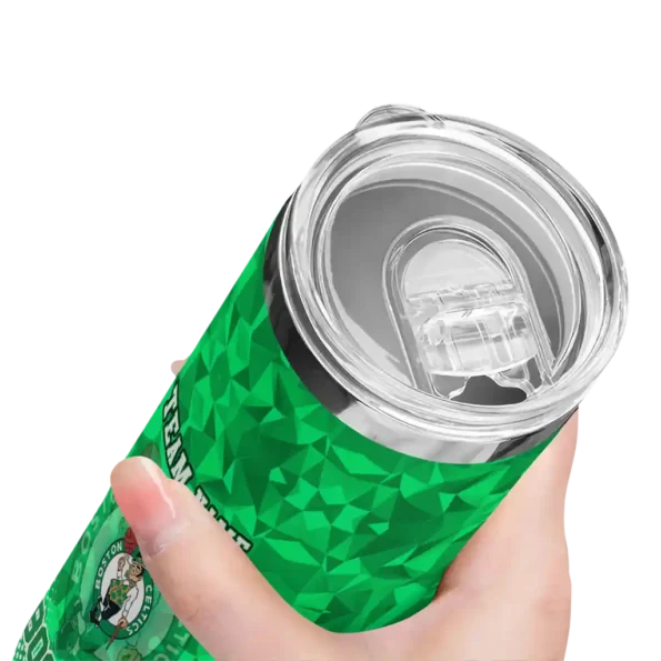 custom boston celtics starburst tiles green skinny tumbler high quality.webp
