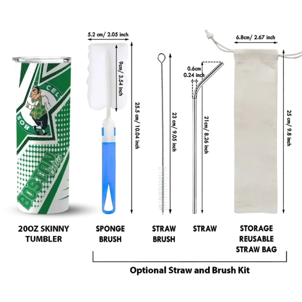 custom boston celtics web stripes green white skinny tumbler new arrival.webp
