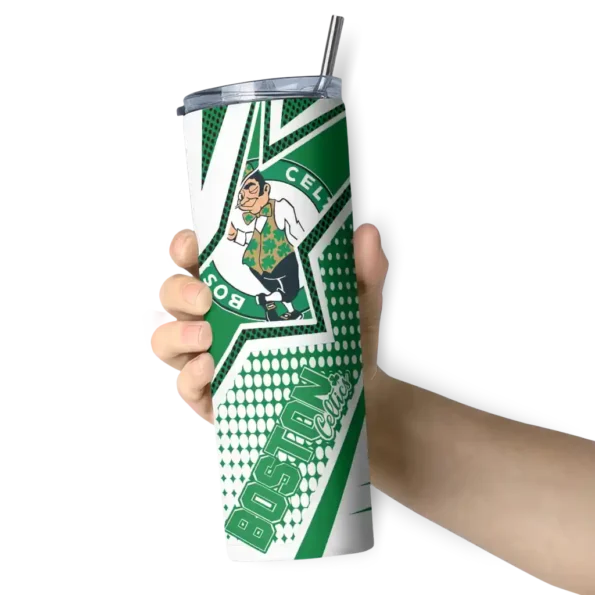 custom boston celtics web stripes green white skinny tumbler premium grade.webp