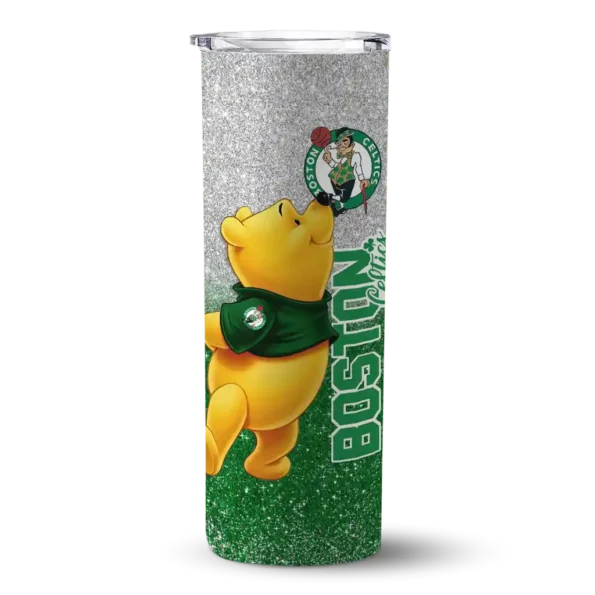 custom boston celtics winnie the pooh green gray skinny tumbler best selling 1.webp