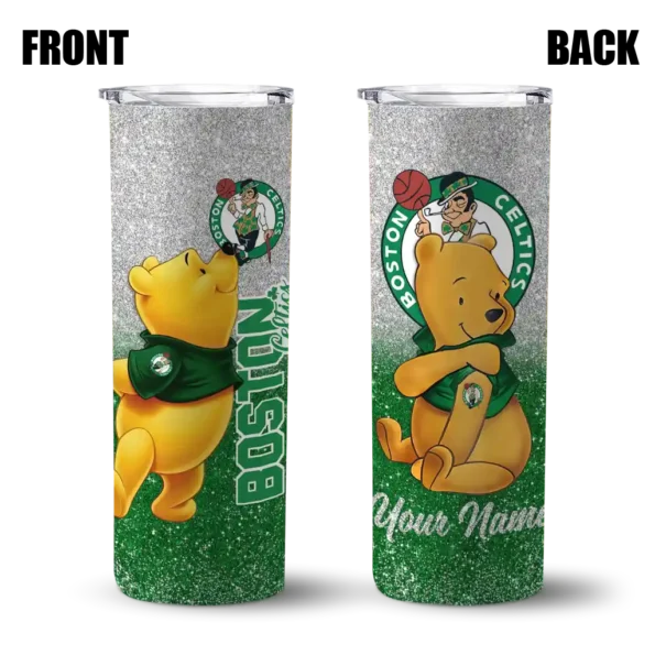 custom boston celtics winnie the pooh green gray skinny tumbler fashion forward.webp