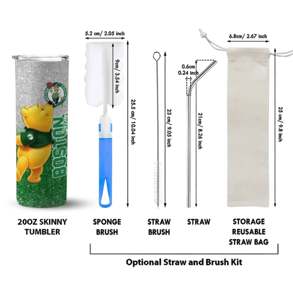 custom boston celtics winnie the pooh green gray skinny tumbler new arrival.webp