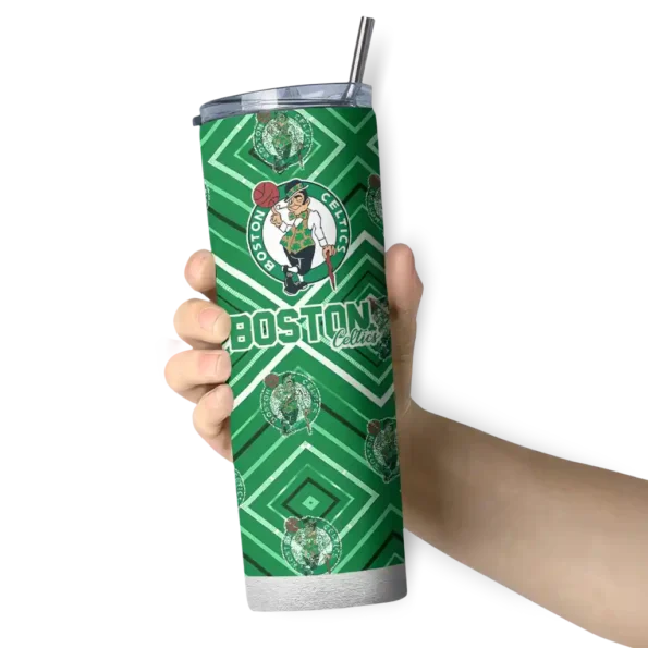 custom boston celtics zipper leopard green skinny tumbler premium grade.webp