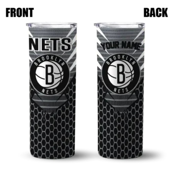 custom brooklyn nets chevron stripes black skinny tumbler fashion forward.webp