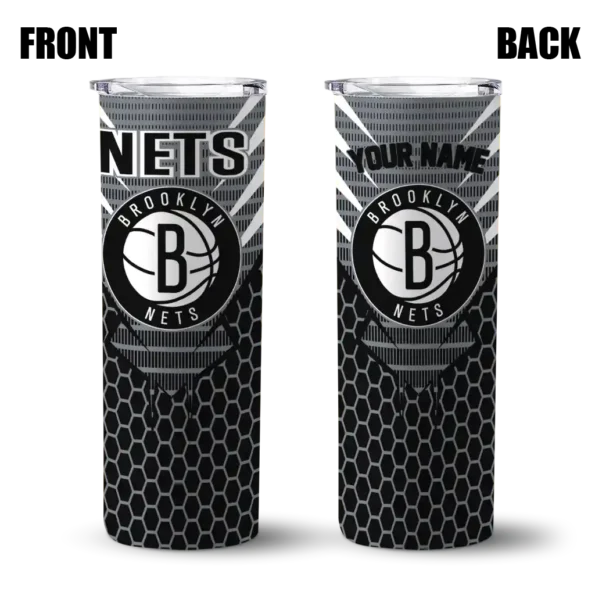 custom brooklyn nets chevron stripes black skinny tumbler fashion forward.webp
