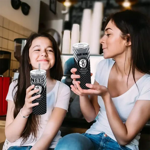 custom brooklyn nets chevron stripes black skinny tumbler trendy.webp