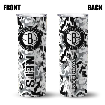 custom brooklyn nets claw marks black white skinny tumbler fashion forward.webp