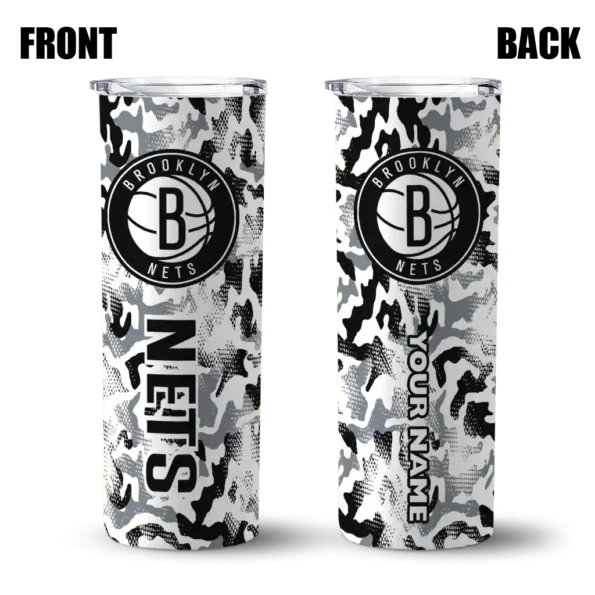 custom brooklyn nets claw marks black white skinny tumbler fashion forward.webp