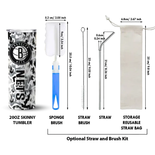 custom brooklyn nets claw marks black white skinny tumbler new arrival.webp