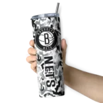 custom brooklyn nets claw marks black white skinny tumbler best selling 1.webp