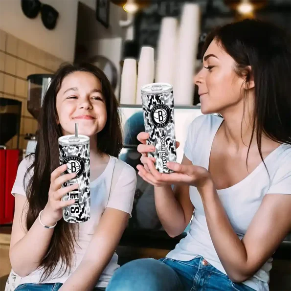 custom brooklyn nets claw marks black white skinny tumbler trendy.webp