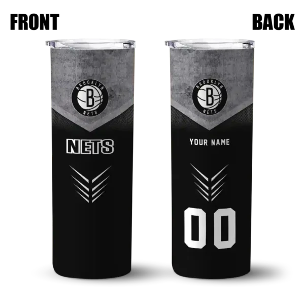 custom brooklyn nets hexagon honeycomb black skinny tumbler fashion forward.webp