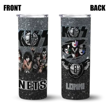 custom brooklyn nets kiss band grey skinny tumbler fashion forward.webp