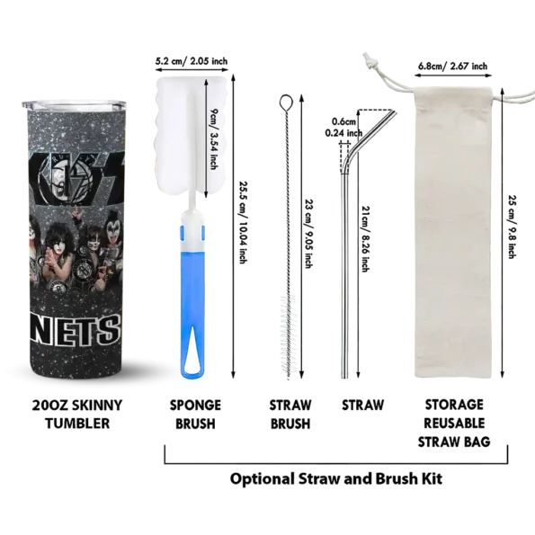 custom brooklyn nets kiss band grey skinny tumbler new arrival.webp