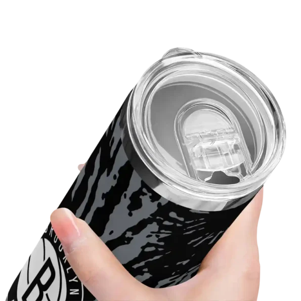 custom brooklyn nets metallic grid black skinny tumbler high quality.webp