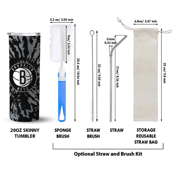 custom brooklyn nets metallic grid black skinny tumbler new arrival.webp