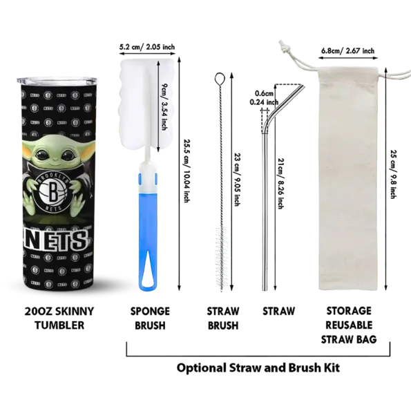 custom brooklyn nets yoda cozy black skinny tumbler new arrival.webp