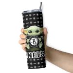 custom brooklyn nets yoda cozy black skinny tumbler best selling 1.webp