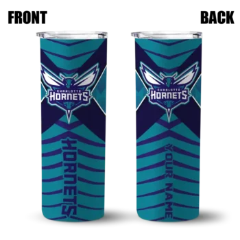 custom charlotte hornets camo texture teal skinny tumbler fashion forward.webp
